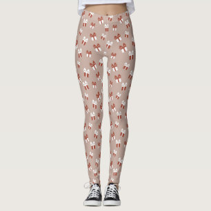 Brun och vit julklapp Mönster Leggings