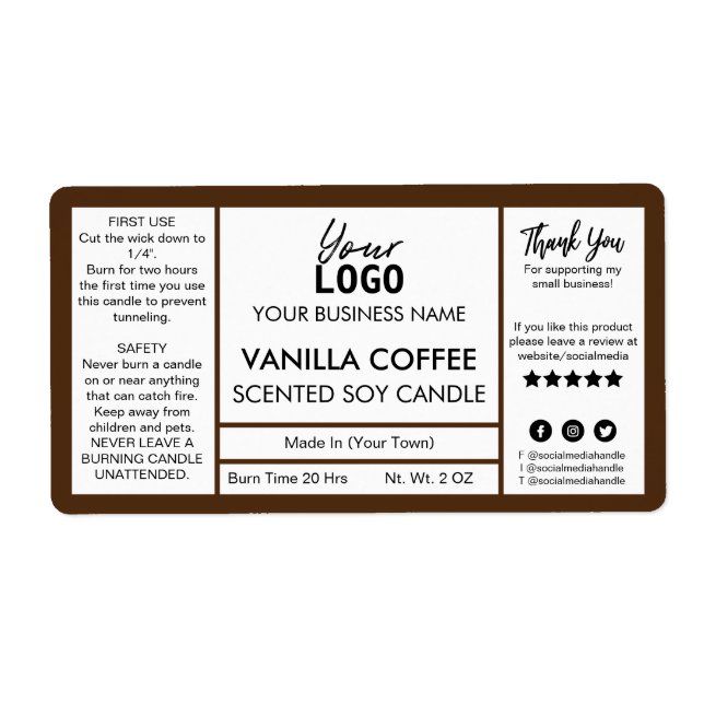 Brun och vit kaffe centrerad sojabalster fraktsedel (Framsidan)