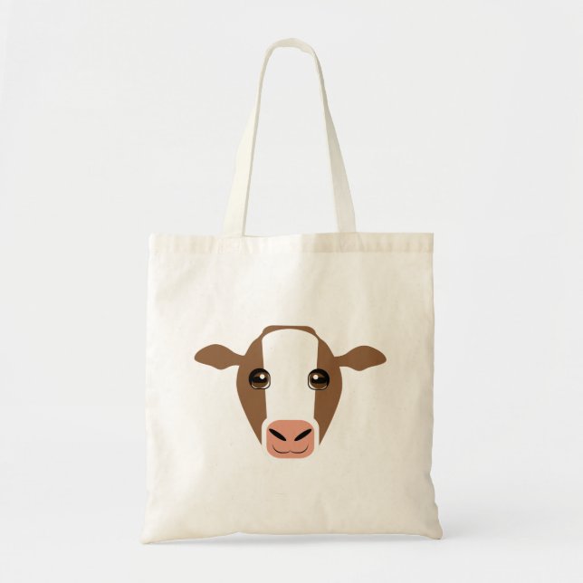 Brun och vit kon på Tote Bag Tygkasse (Framsidan)