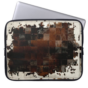 Brun och vit kowhide Land Western Laptop Fodral
