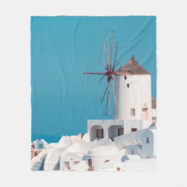 Brun och vit kvarn fleecefilt (Framsidan)