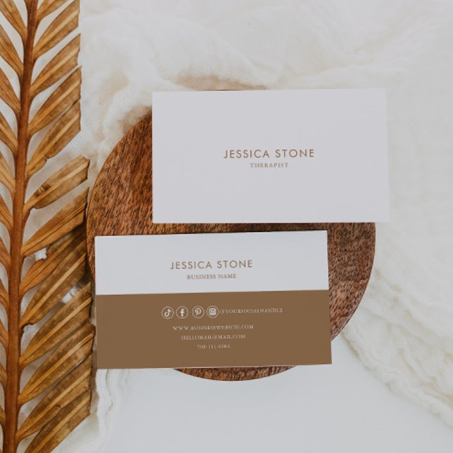 Brun och vit, minimalistisk modern terapi visitkort (Skapare uppladdad)