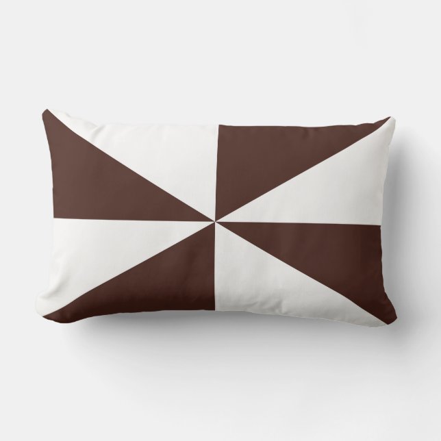 Brun och vit pinwheel lumbarkudde (Framsida)