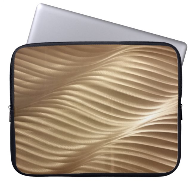 Brun och vit strimlad textilvara laptop fodral (Framsidan)