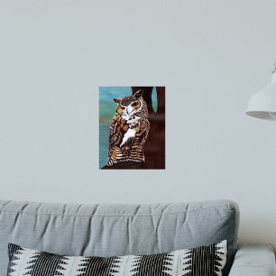 Brun och vit uggleaffisch poster