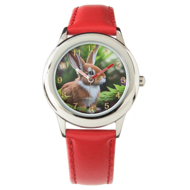 Brun- och Vita Bunny, Kids Watch Armbandsur (Framsida)