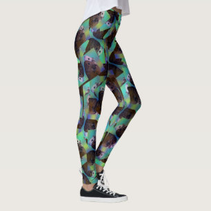 Brun och Vita Guineas Abstrakt Gris Mönster, Leggings