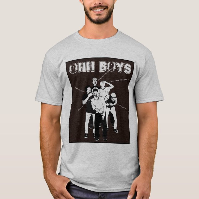 brun OHH BOYS i svart och vitt T- Shirt T (Framsida)