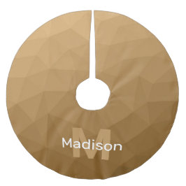 Brun ombré geometrisk mesh-mönster Monogram Julgransmatta Borstad Polyester