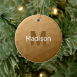 Brun ombré geometrisk nätmönster Monogram Julgransprydnad Keramik<br><div class="desc">Ljusbrun ombré geometrisk nätmönster Monogram Keramisk julgran Ornament. Monogram Personlig med din anpassade initial och namn. Triangel geometriskt nät med ljus mörkbrun ombré gradient modern design.</div>