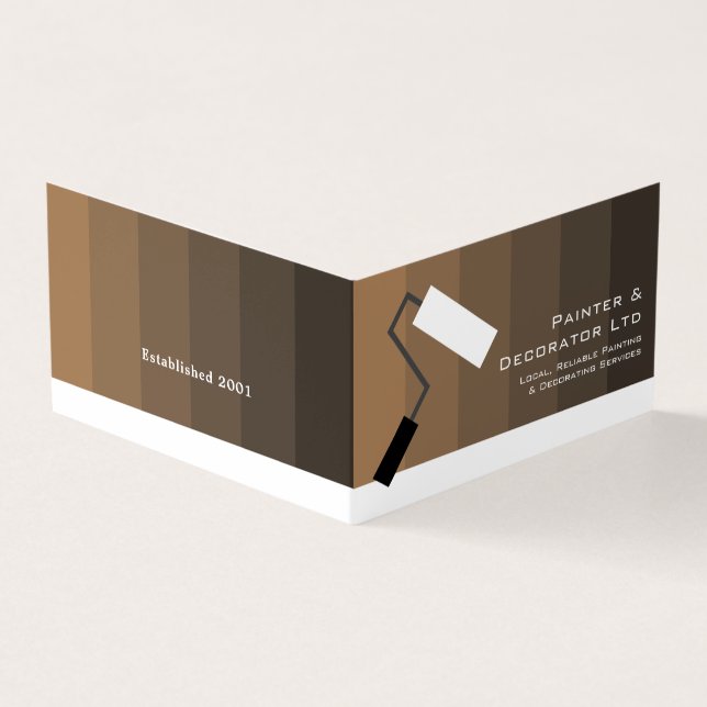 Brun ombre & Paint Roller, Painter & Decorator Visitkort (Utsida)