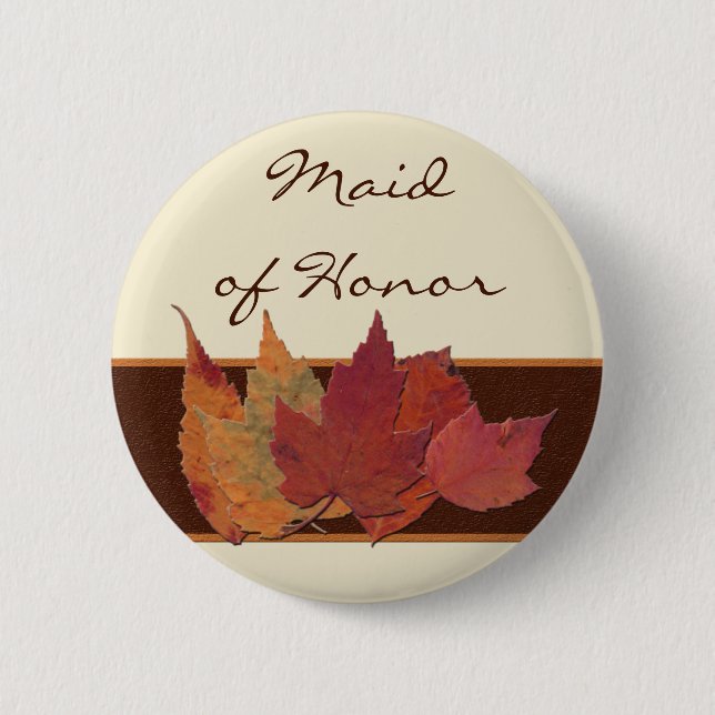 Brun Orange Bröllopsfest Pin för elfenbenstorkat L Knapp (Framsida)