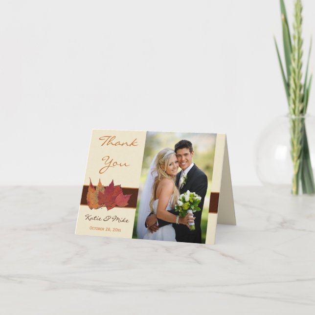 Brun Orange Elfenben Torkade Löv Tacksamt Kort (Framsida)