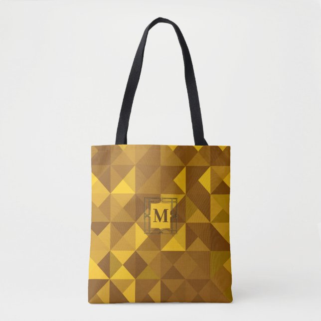 Brun Orange Geometric Diverse Triangle Mönster Tygkasse (Framsida)