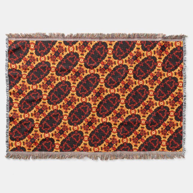 Brun Orange Geometric Mönster Rustic Throw Blanke Filt (Framsidan)