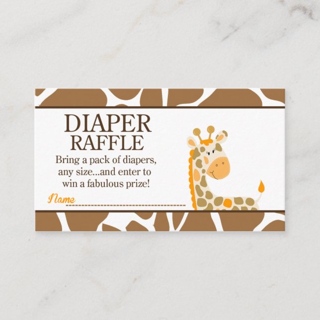 Brun/Orange Giraffe Baby Shower Diaper Raffle Tilläggskort (Framsida)