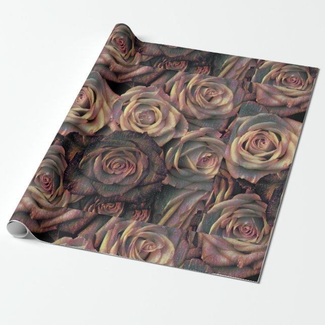 Brun, orange, guld ro Wrapping Papper Presentpapper (Utrullad)