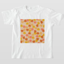 Brun Orange Höst Blommigt Löv Y2K Mönster T Shirt