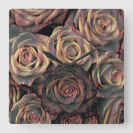 Brun, orange, koppar och guld ro fyrkantig klocka