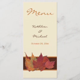 Brun Orange Menykort för elfenbenstorkat Löv Bröll Meny