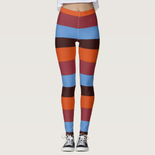 Brun, Orange och Blå Rand Leggings