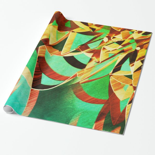 Brun orange rand vid bakgrund av rustik grönt presentpapper (Utrullad)