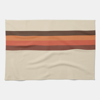 Brun orange Tangerine för kalla Retro 70-talrandar Kökshandduk