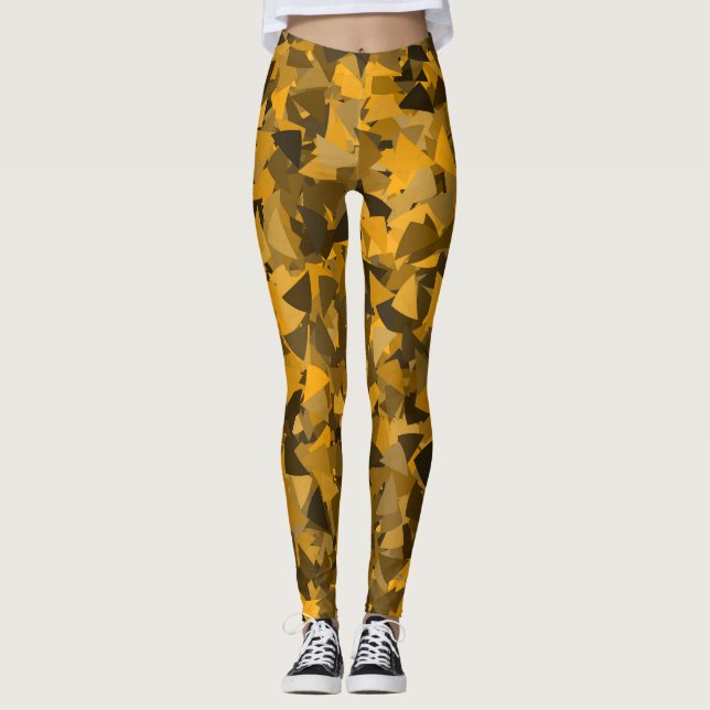 Brun Orange Triangelmönster Leggings (Framsida)