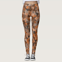 Brun Orange Triangelmönster Leggings