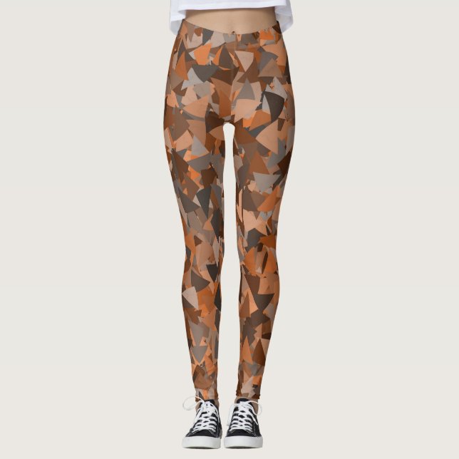 Brun Orange Triangelmönster Leggings (Framsida)