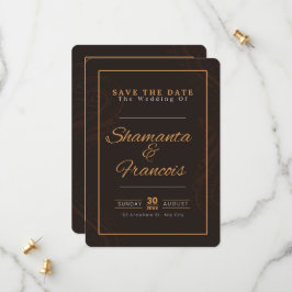 Brun organisk spara datumkortsinbjudan spara datumet