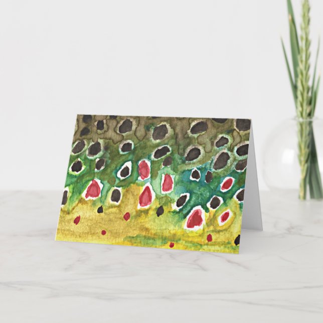 Brun öring Skin Fisk Kort (Framsida)