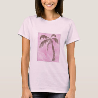 Brun palmträd på rosor t-shirt