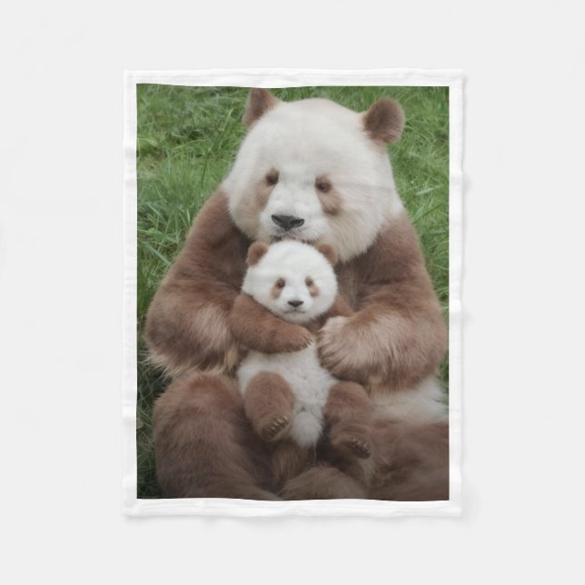 Brun Panda Familjefilt Fleecefilt (Framsidan)