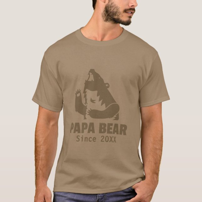 Brun Pappa Björn Sedan Faderskapsåret För Pappa T Shirt (Framsida)