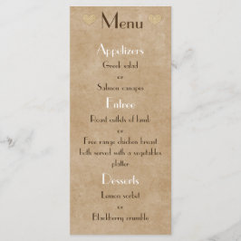 Brun Papper Bag Rustic Heart Menu List Bröllop Meny