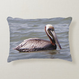 Brun pelican-accentkudde prydnadskudde