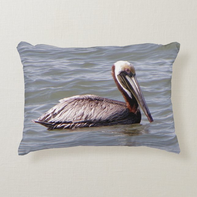 Brun pelican-accentkudde prydnadskudde (Framsidan)