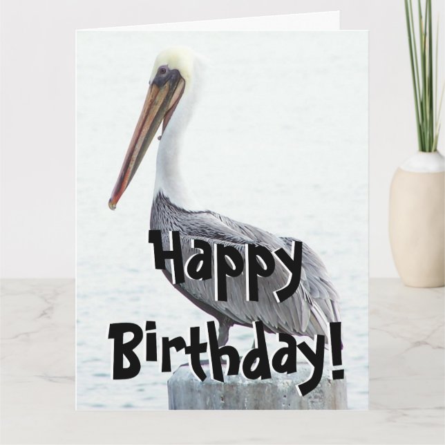 Brun pelican Birdlife Birthday Greeting Card Kort (Framsida)