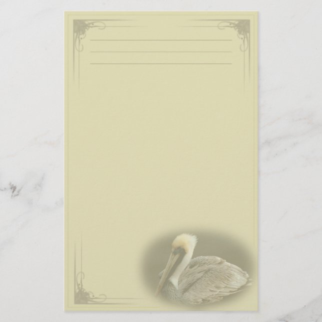Brun pelikan anpassade brevpapper (Framsida)