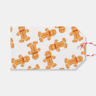 Brun pepparkaksgubbe på vita Märkre Presentetikett