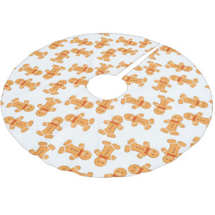 Brun pepparkaksgubbe på vitt julgransmatta borstad polyester