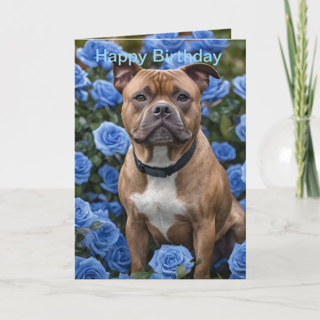 Brun personal i Blue Ro Garden, Bday Card Kort (Framsida)