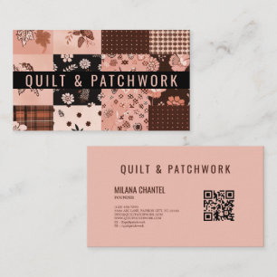 Brun Pink Pälsvar Patchwork Handgjorda Kläder Visitkort