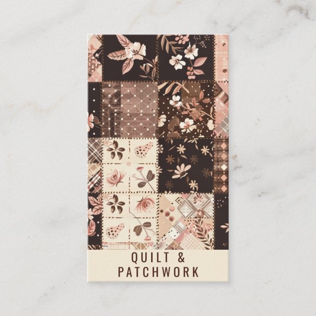 Brun Pink Quilt Patchwork Handgjorda Kläder  Visitkort (Framsida)