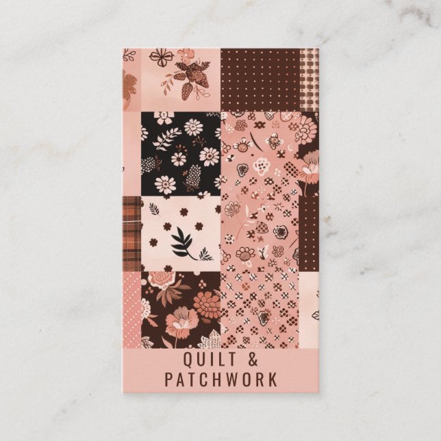 Brun Pink Quilt Patchwork Handgjorda Kläder  Visitkort (Framsida)