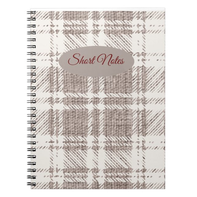 Brun Plaid : Korta Anteckningar Anteckningsbok (Framsidan)