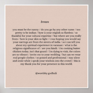 "Brun" poetry-utskrift Poster