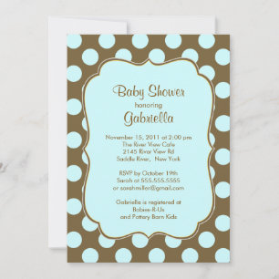 Brun Polka dots Boy Baby Shower-inbjudan Inbjudningar