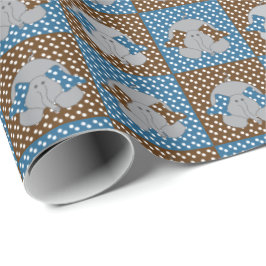 Brun polka dots och blåttelefanter presentpapper
